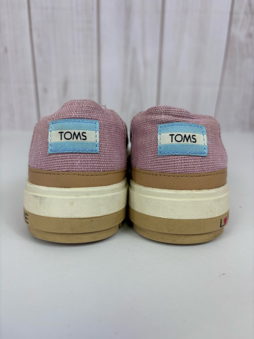Toms Alpargata Lug Slip-On Loafers Canvas Platform Shoes Love Give Mauve Sz 7.5 - Picture 8 of 16